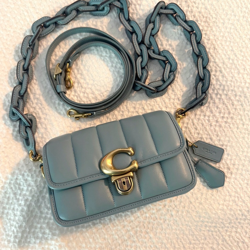 COACH quilted Studio 19 crossbody- sage - leather chain strap